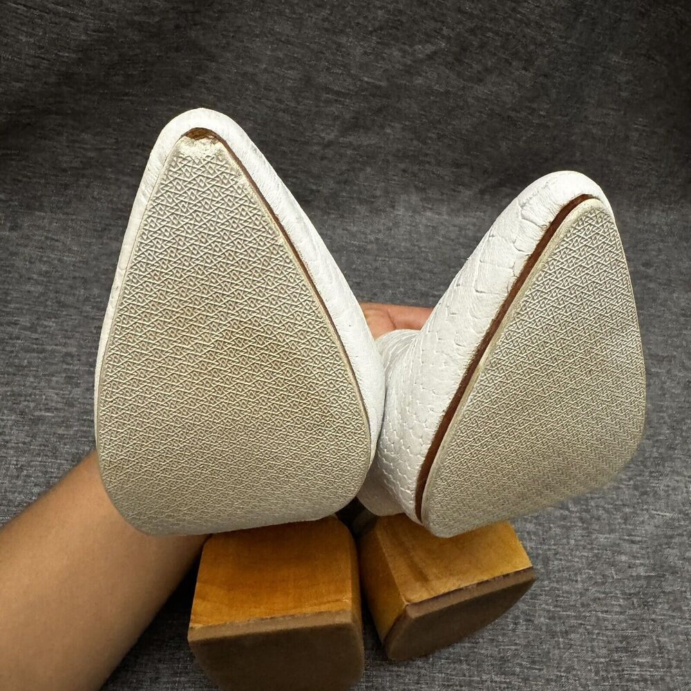 James Smith Leather White Mules style Snake Size 37 Us 6 - Picture 6 of 8